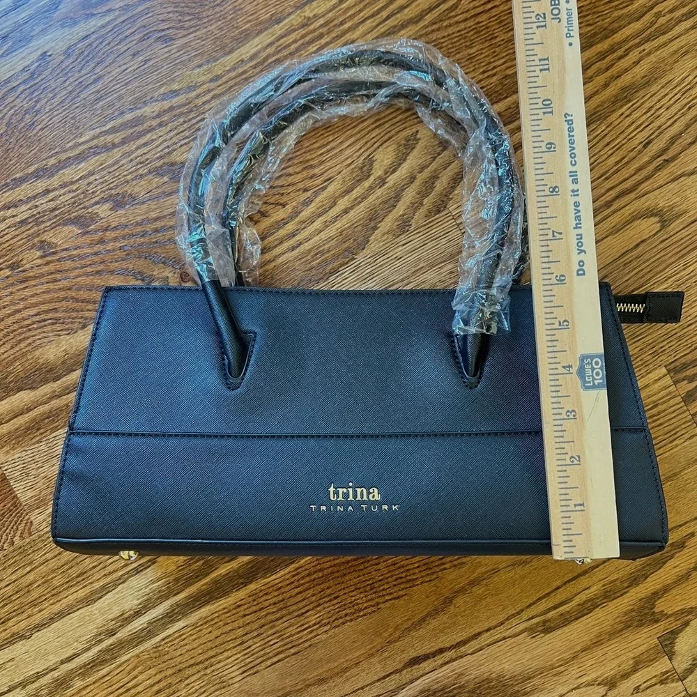 Trina Turk Black Saffiano Structured East West Bag  NWOT OS